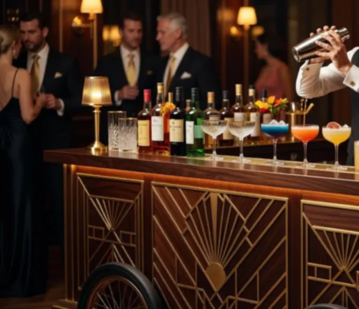 Mobilny bar koktajlowy podczas eleganckiego eventu